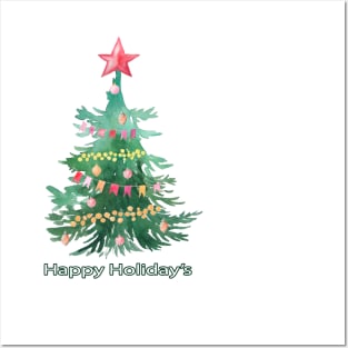 Happy Holidays Christmas Tree Posters and Art